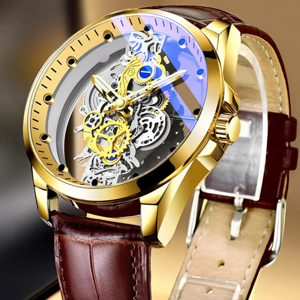 Mechanical Wristwatches Watch Pointer Design round Dial Luminous Hollow High Hardness Decoration Waterproof Luxury Quartz Watch