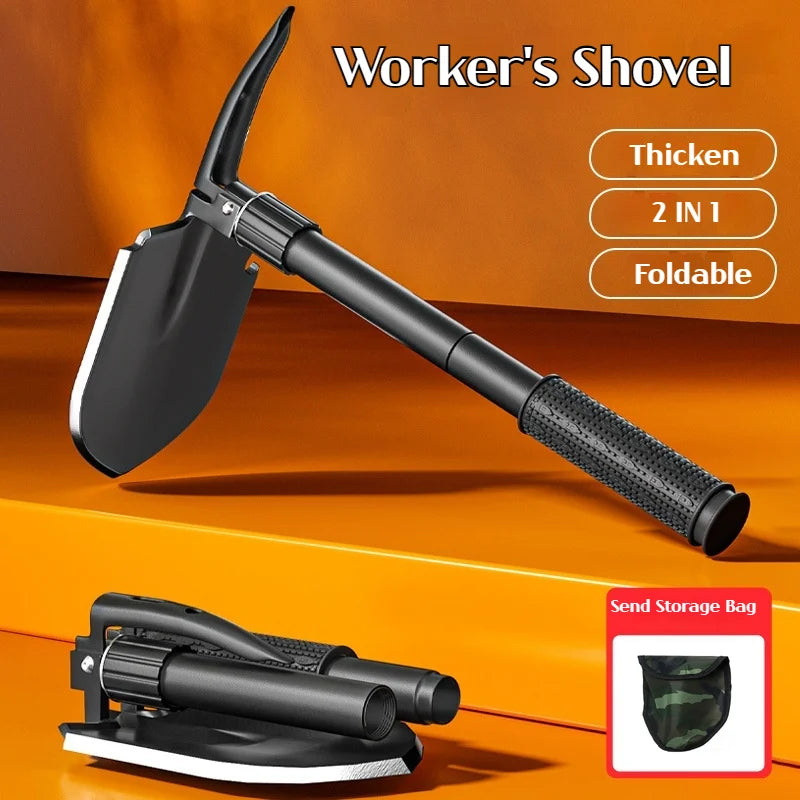 Multifunctional Garden Shovel for Camping, Suitable for Camping/Fishing/Wild Survival, Etc. Shovel. Pickaxe and Hoe Three-In-One