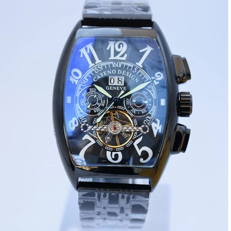 Automatic Mechanical Men Watch Fashion Skeleton Leather Wrist Watch Mens Top Brand Luxury Tourbillon Watch Classic Men