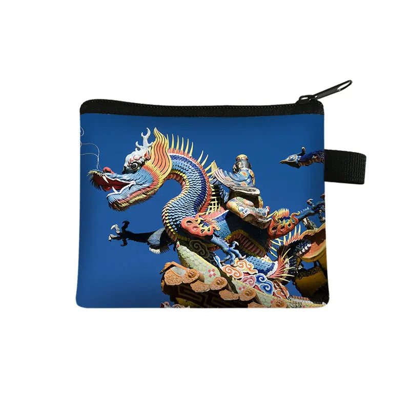 Gothic Asian Dragon Coin Purse Harajuku Women Men Wallet Small Clutch Boys Girls Hip Hop Purse Keys Cards Money Holder Bags Gift