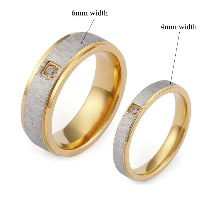 Couple Wedding Rings for Men and Women 14K Gold Plated CZ Stone 1 Pair Love Alliance Fashion Accessories Jewelry Proposal Ring