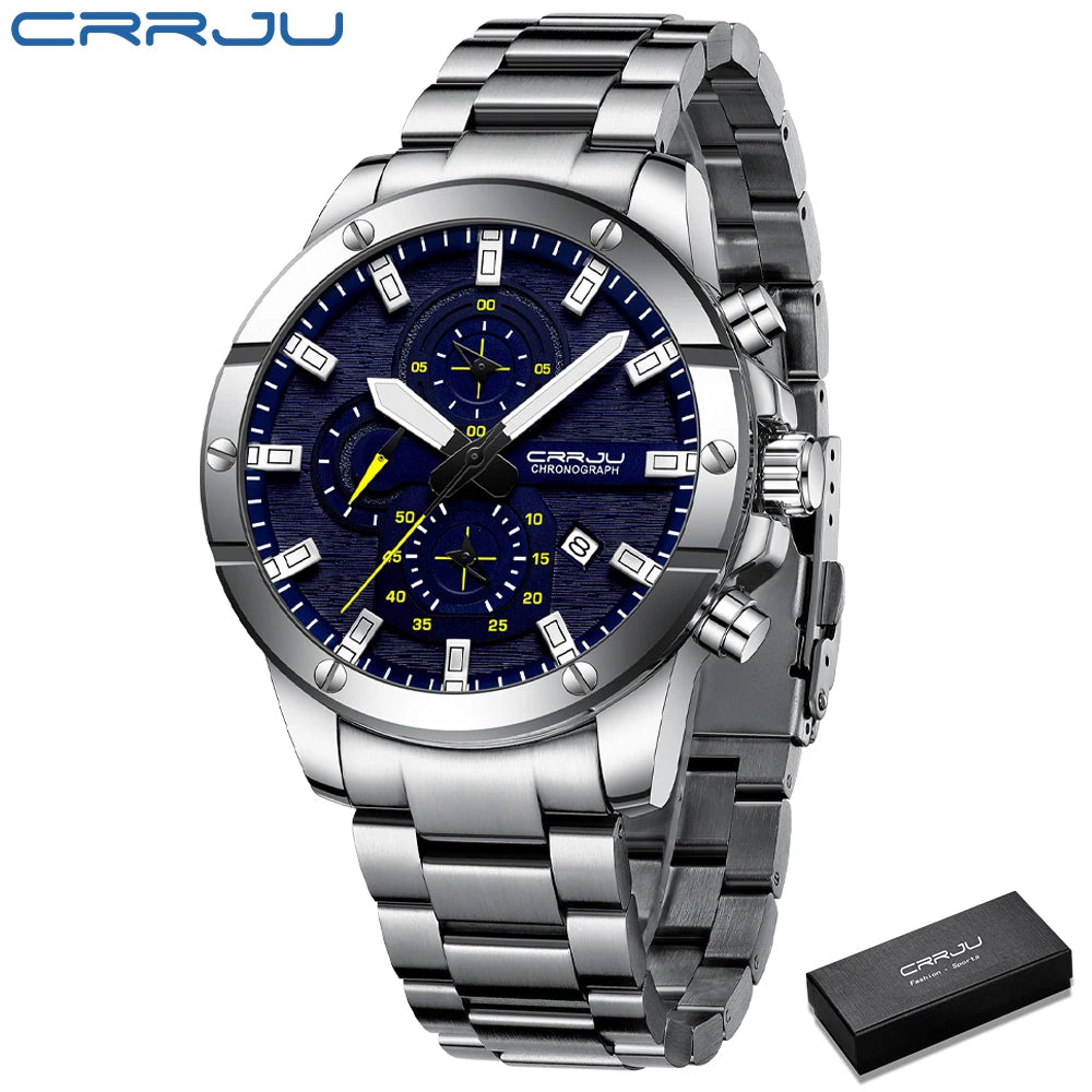 Men Watch NEW Quartz Big Watches Full Steel Waterproof Chronograph Wristwatch for Men Relogio Masculino