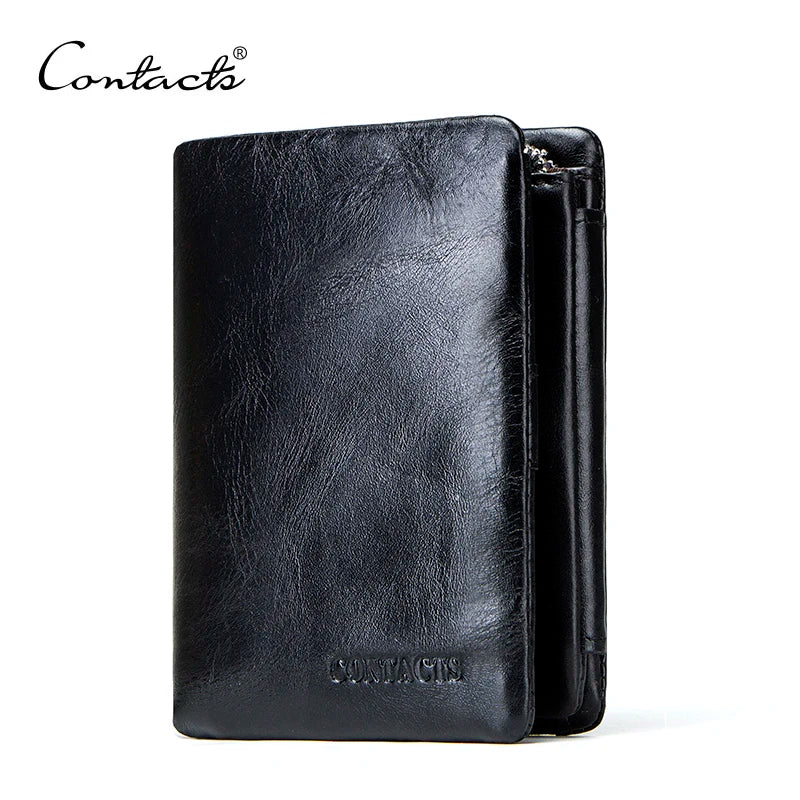 CONTACT'S New Classical Genuine Leather Wallets Vintage Style Men Wallet Fashion Brand Purse Card Holder Long Clutch Wallet